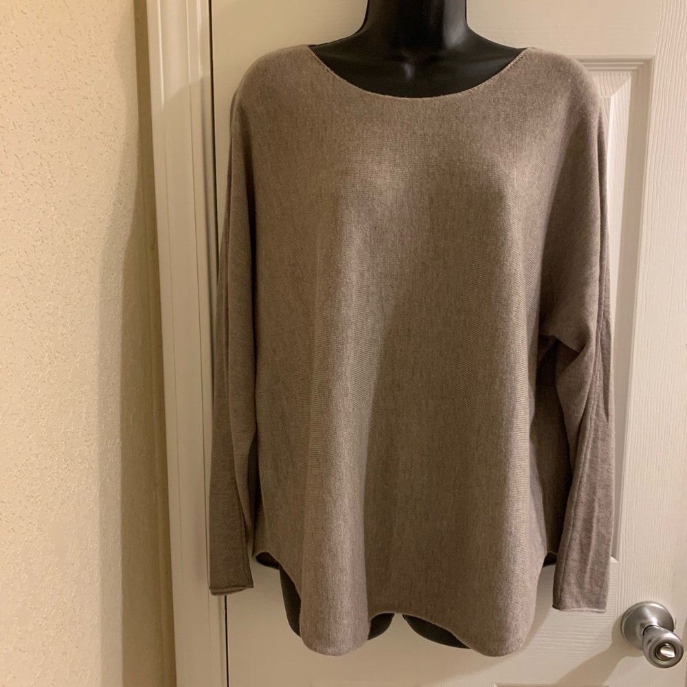JOAN VASS cashmere blend scoop neck sweater XL